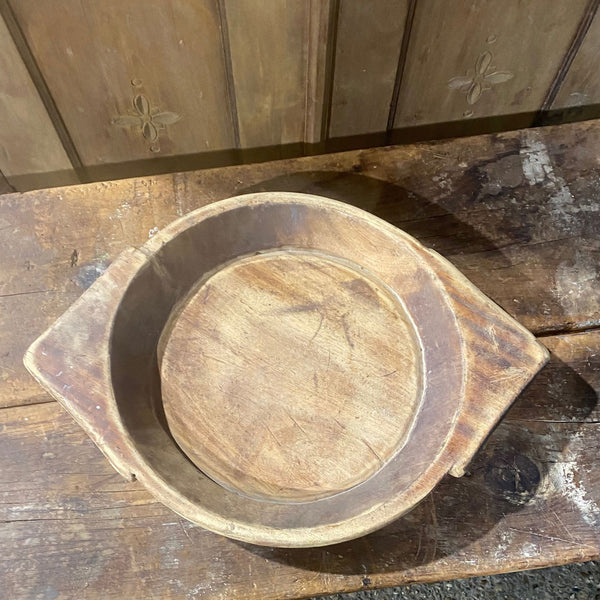 Vintage Indian Dough Bowl – Hand-Carved Wooden Decor