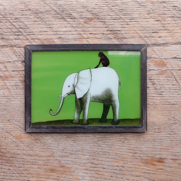 Medium Framed Glass Painting From India