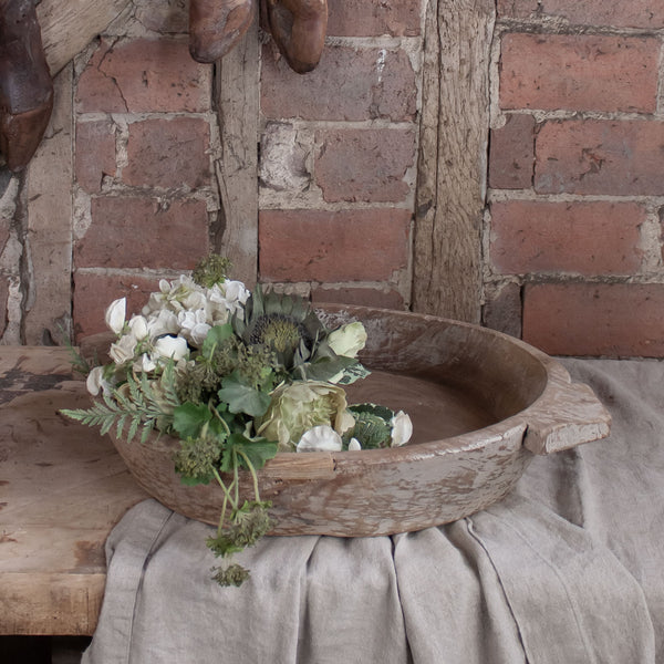 Vintage Indian Dough Bowl – Hand-Carved Wooden Decor