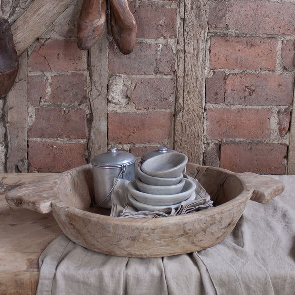 Vintage Indian Dough Bowl – Hand-Carved Wooden Decor