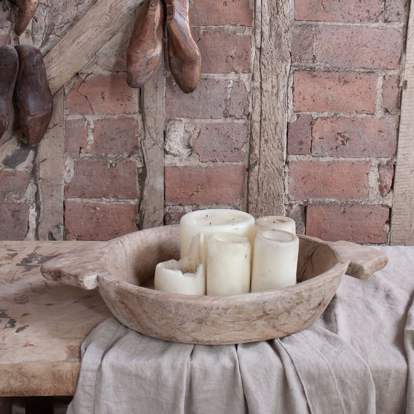 Vintage Indian Dough Bowl – Hand-Carved Wooden Decor