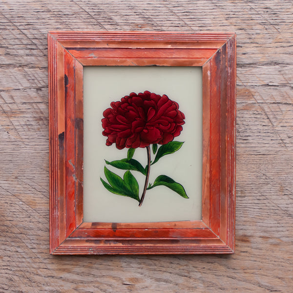 Medium Framed Glass Painting From India