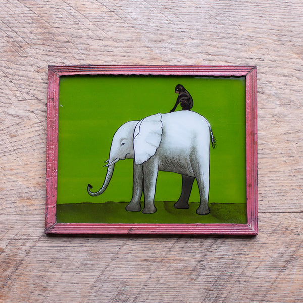 Medium Framed Glass Painting From India