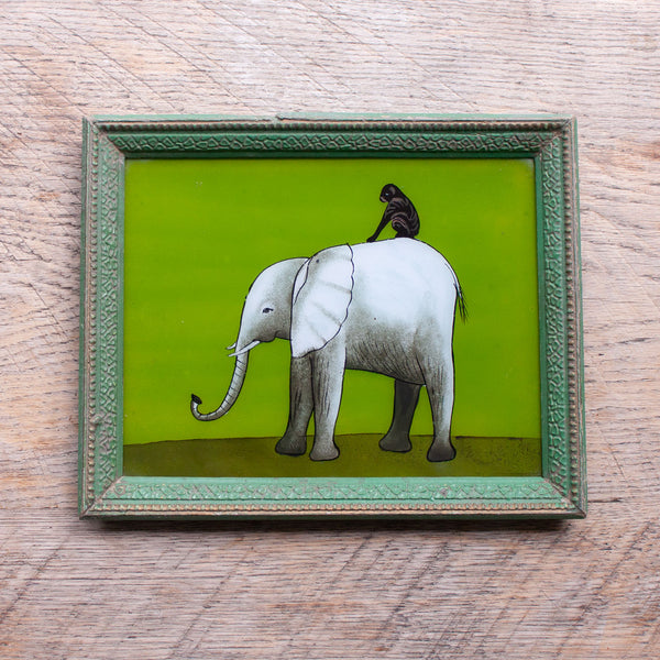 Medium Framed Glass Painting From India