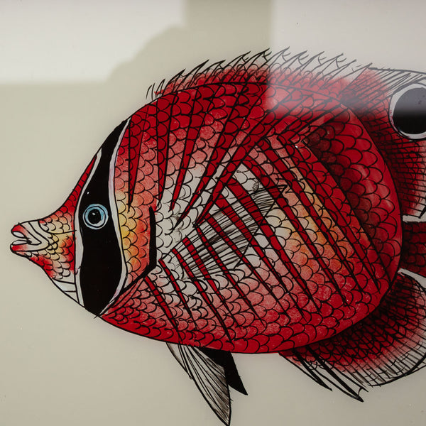 Large Framed Glass Painting From India