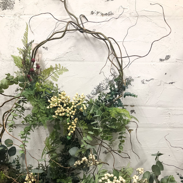 Faux Eucalyptus and White Berry Everlasting Wreath