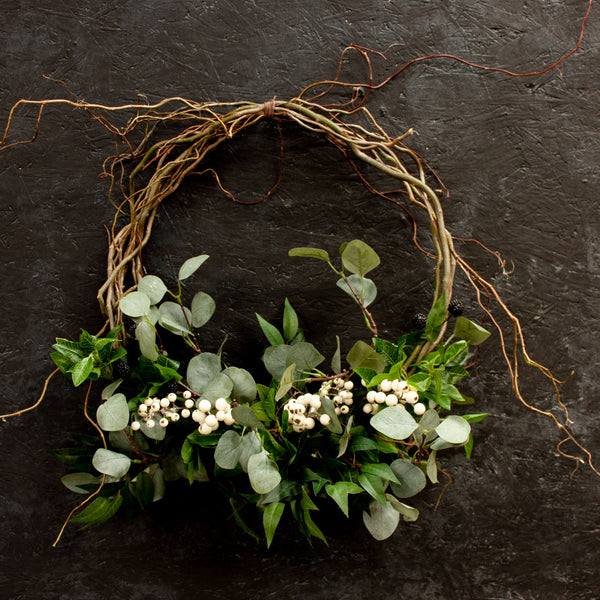 Faux Eucalyptus and White Berry Everlasting Wreath