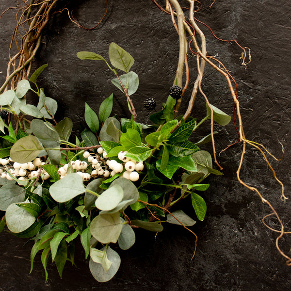 Faux Eucalyptus and White Berry Everlasting Wreath