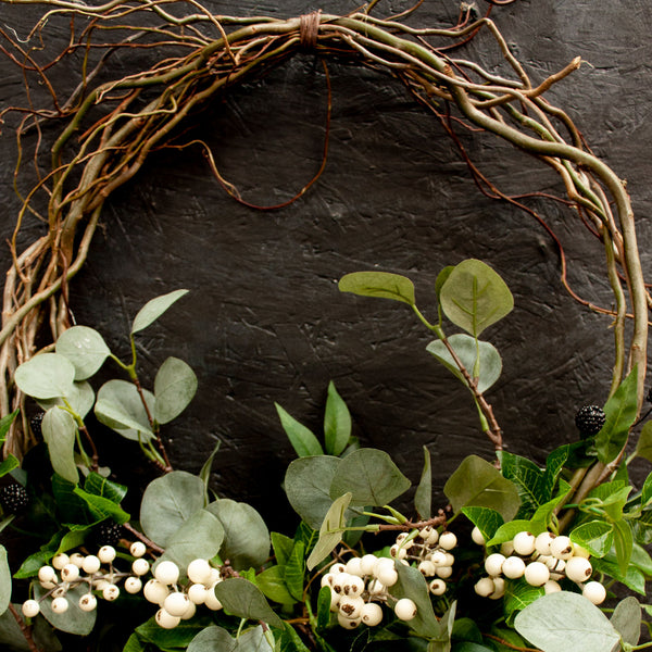 Faux Eucalyptus and White Berry Everlasting Wreath