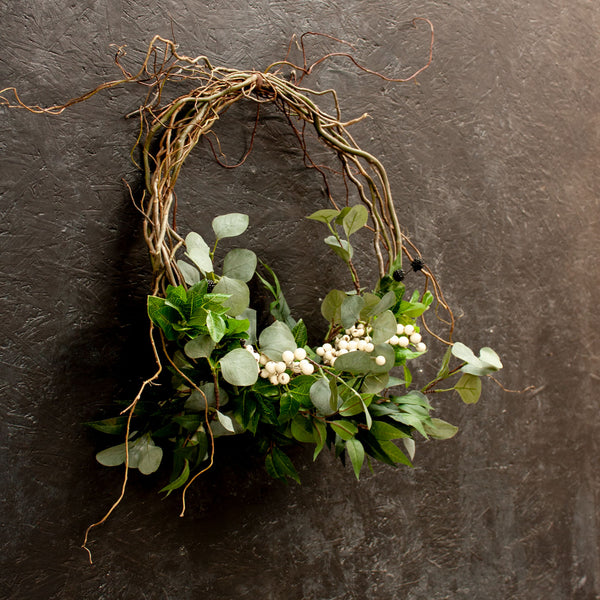 Faux Eucalyptus and White Berry Everlasting Wreath