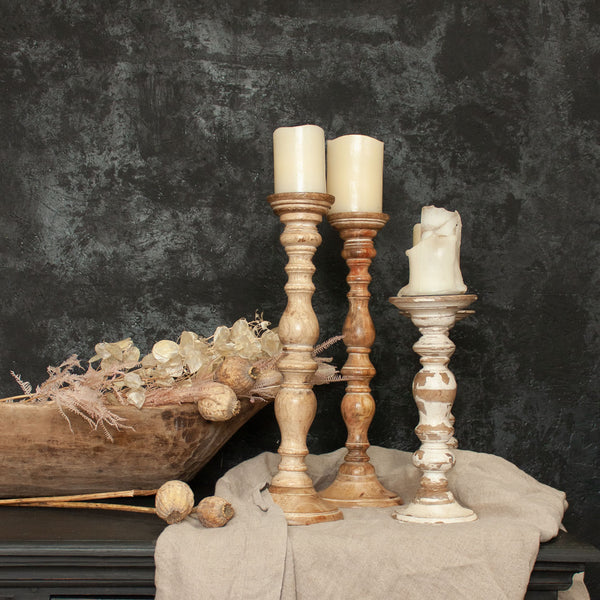 Tall Wooden Indian Candle Sticks