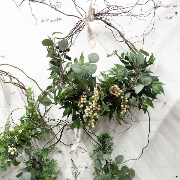 Faux Eucalyptus and White Berry Everlasting Wreath