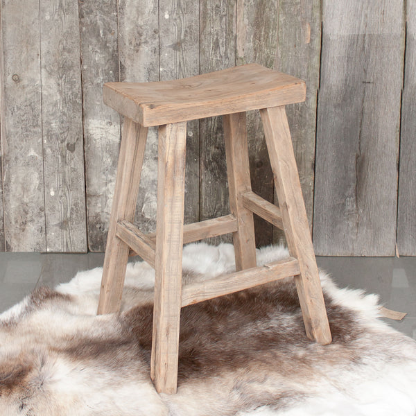 Vintage Rustic Wooden Bar Stool