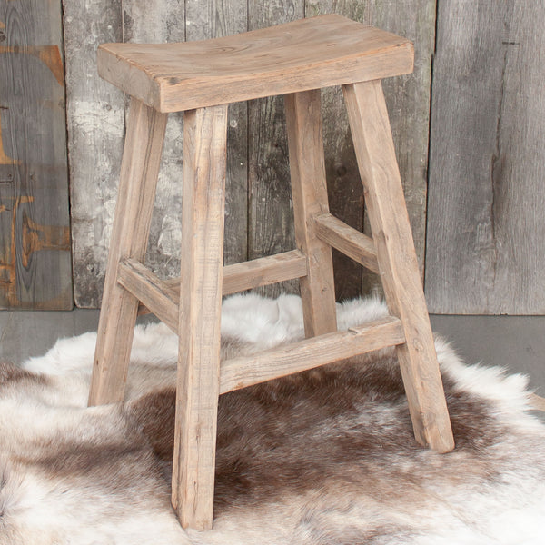 Vintage Rustic Wooden Bar Stool