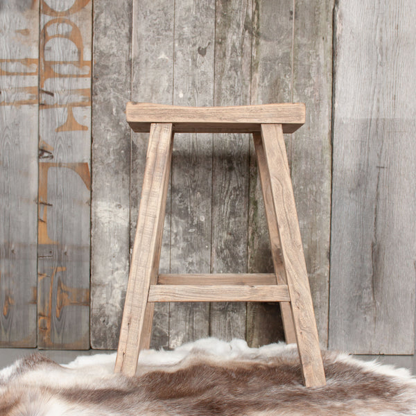Vintage Rustic Wooden Bar Stool