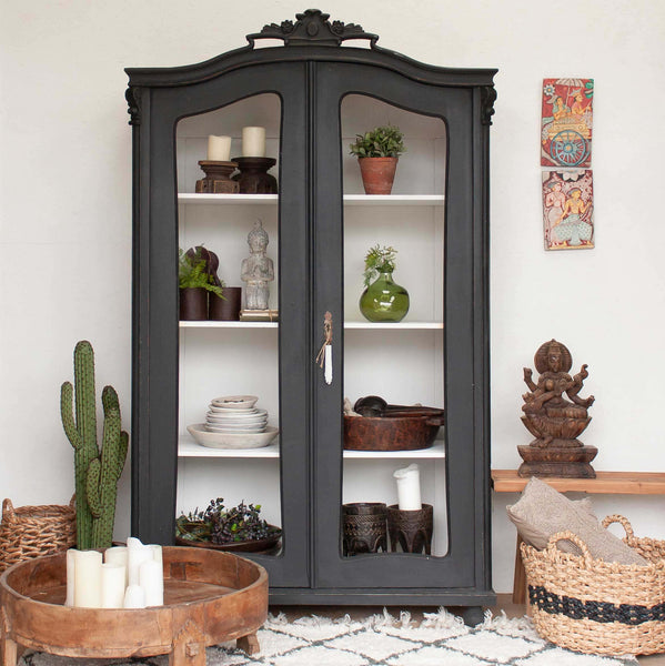 Vintage Black Display Cabinet