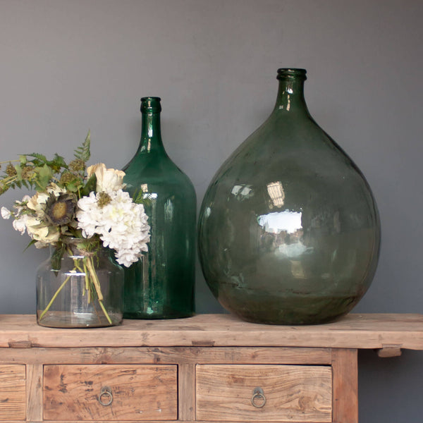 Large Vintage Green Italian Demijohn