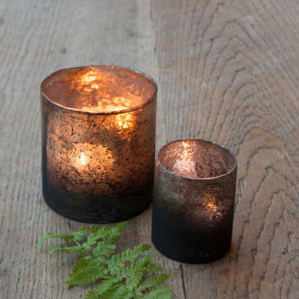 Larger Rustic Glass Tea Light Holder