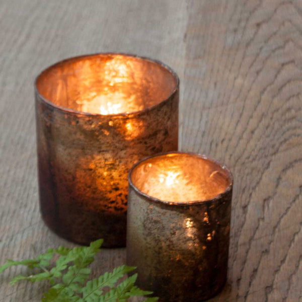 Larger Rustic Glass Tea Light Holder