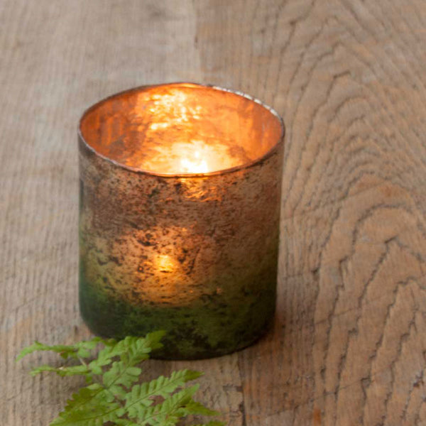 Larger Rustic Glass Tea Light Holder