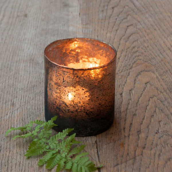 Larger Rustic Glass Tea Light Holder