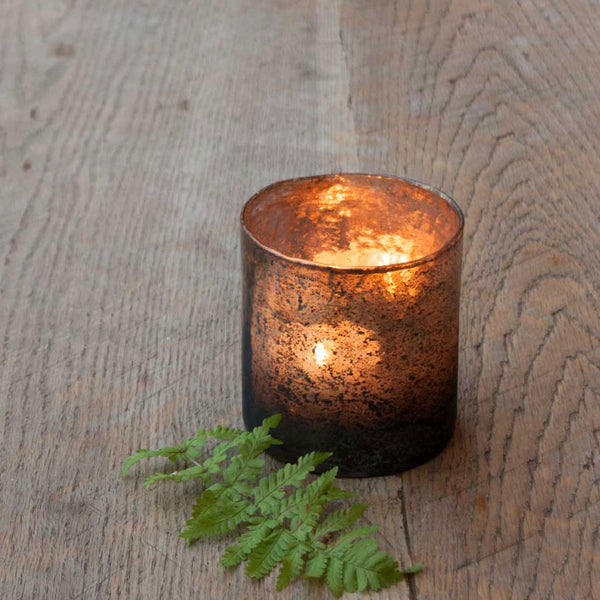 Small Rustic Glass Tea Light Holder