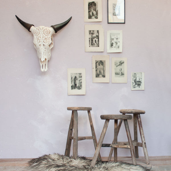 Little Round Vintage Rustic Wooden Stool