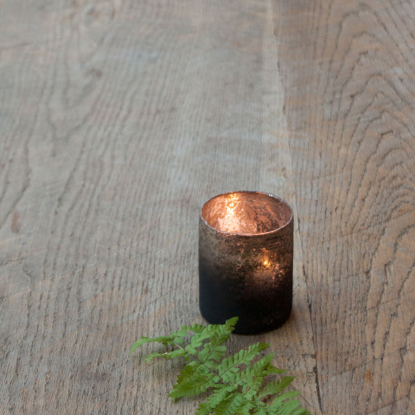 Small Rustic Glass Tea Light Holder