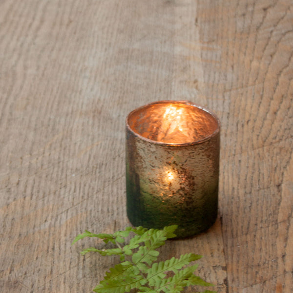 Small Rustic Glass Tea Light Holder