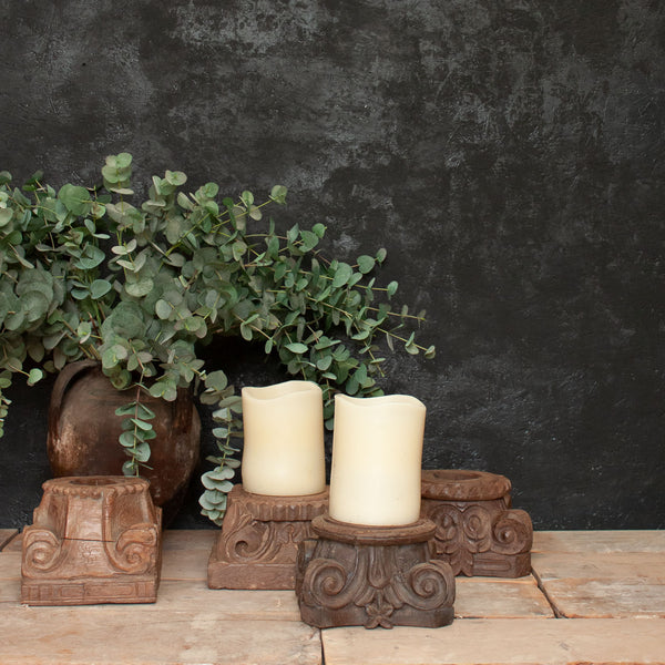 Vintage Indian Carved Candle Holder