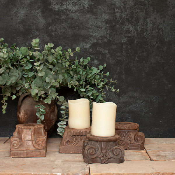 Vintage Indian Carved Candle Holder