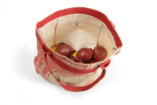 Recycled Cement Tote with Jute Detail & Zip Fastening
: Red