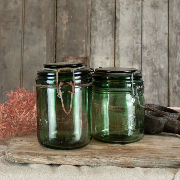 Vintage Green Solidex Jars