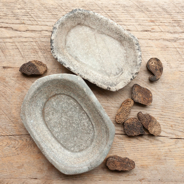Vintage Indian Oval Stone Bowl
