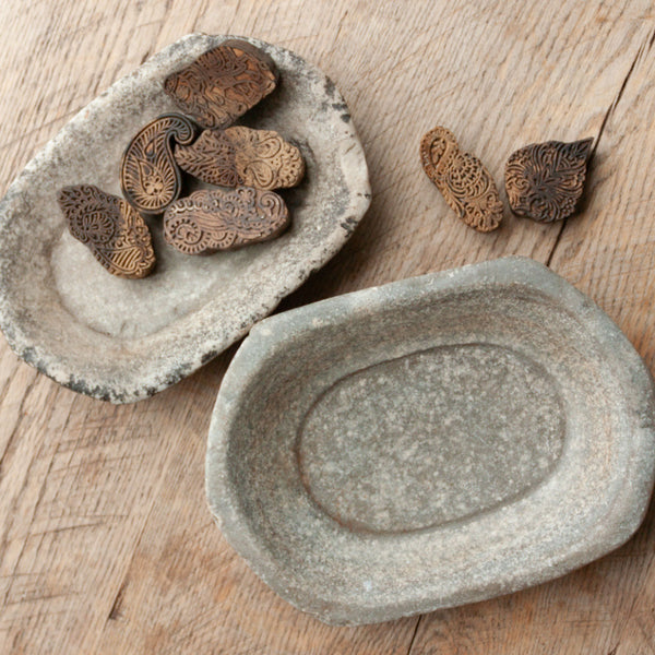 Vintage Indian Oval Stone Bowl
