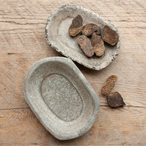 Vintage Indian Oval Stone Bowl