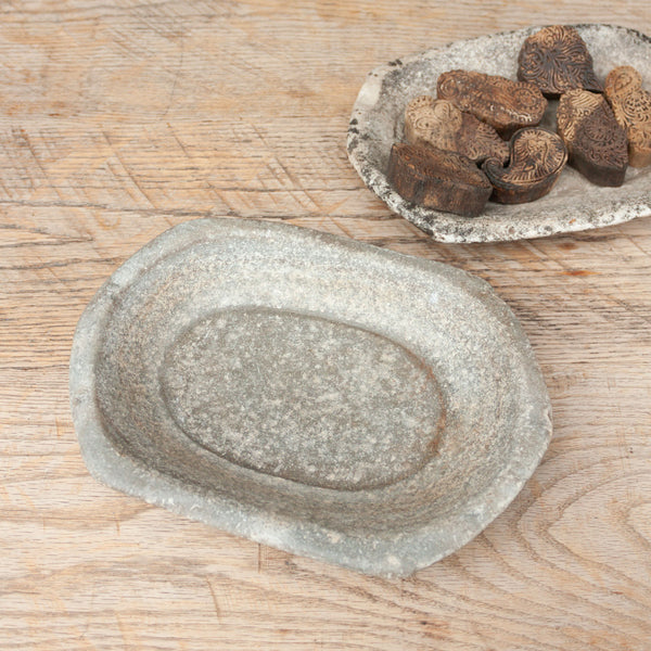 Vintage Indian Oval Stone Bowl