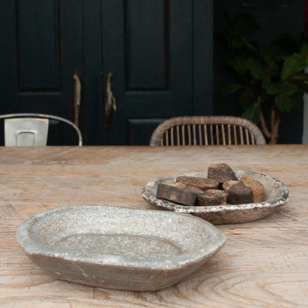 Vintage Indian Oval Stone Bowl