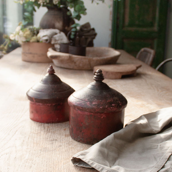 Vintage Indian Lacquered Sindoor Pot