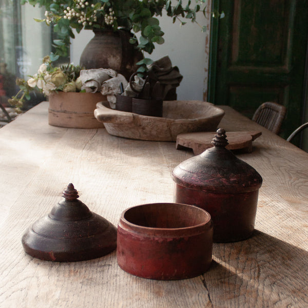 Vintage Indian Lacquered Sindoor Pot