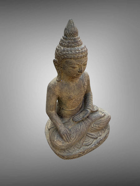Stone sitting Buddha sculpture from Bali