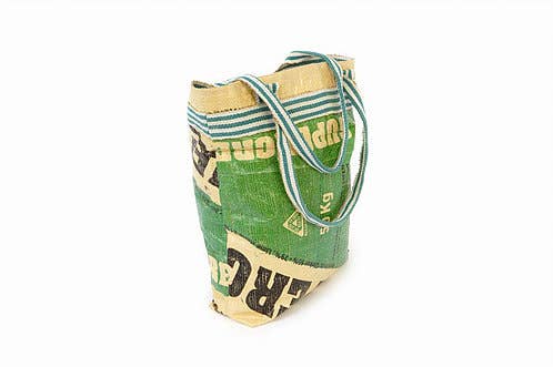 Recycled Cement Tote with Jute Detail & Zip Fastening
: Green