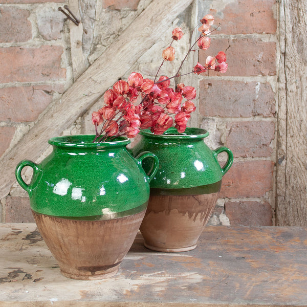 Green Glazed Hand -Made Hungarian Vase