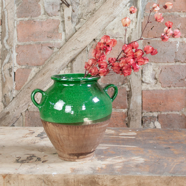 Green Glazed Hand -Made Hungarian Vase