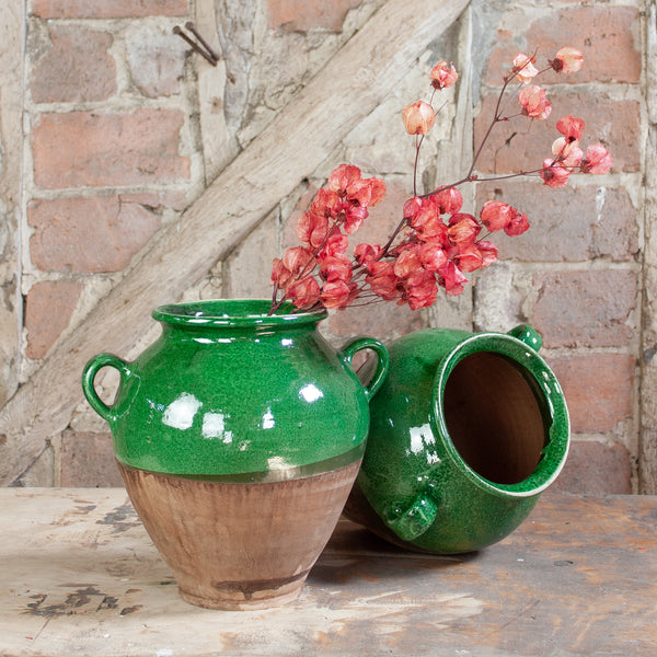 Green Glazed Hand -Made Hungarian Vase