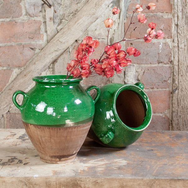 Green Glazed Hand -Made Hungarian Vase