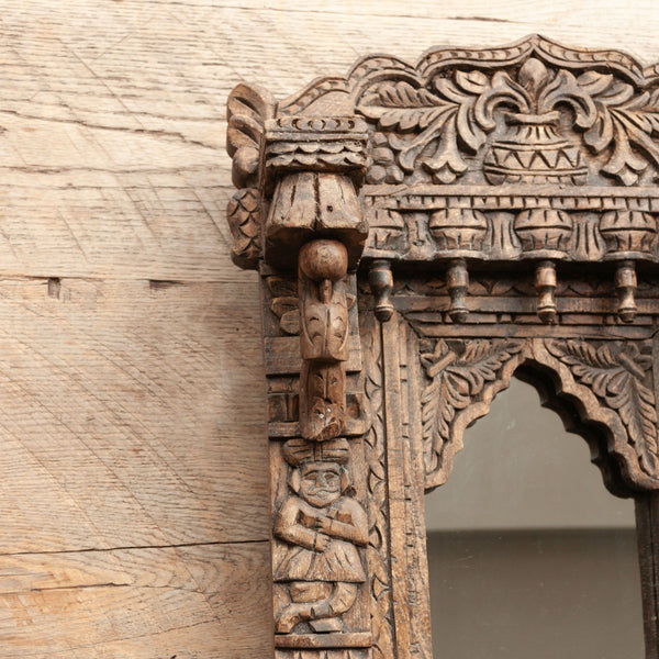 Vintage Ornate detailed carved Indian Mirror