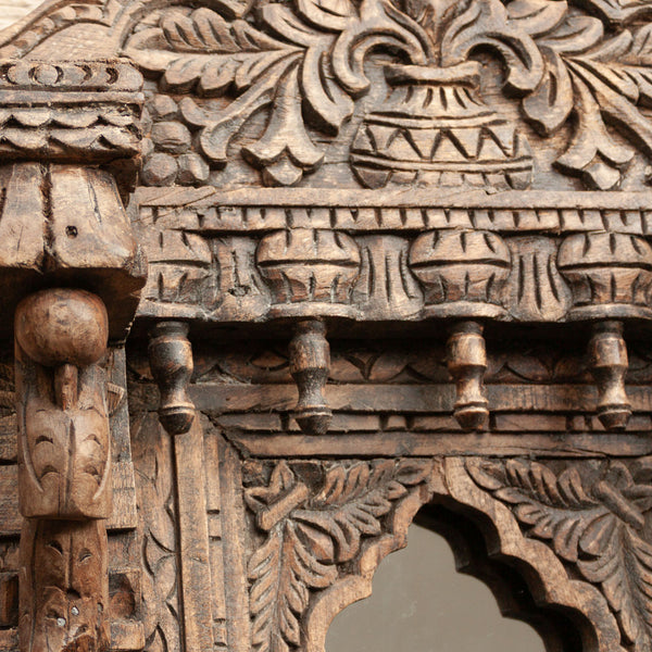 Vintage Ornate detailed carved Indian Mirror