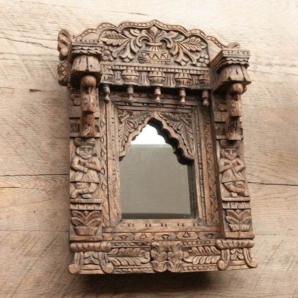 Vintage Ornate detailed carved Indian Mirror