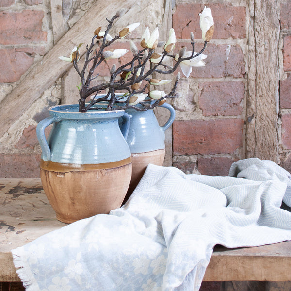 Light Blue Glazed Hand -Made Hungarian Vase